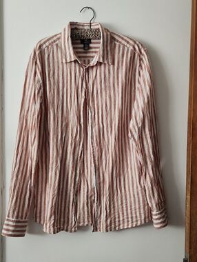 H&M Slim-Fit Striped Shirt in Rust and White